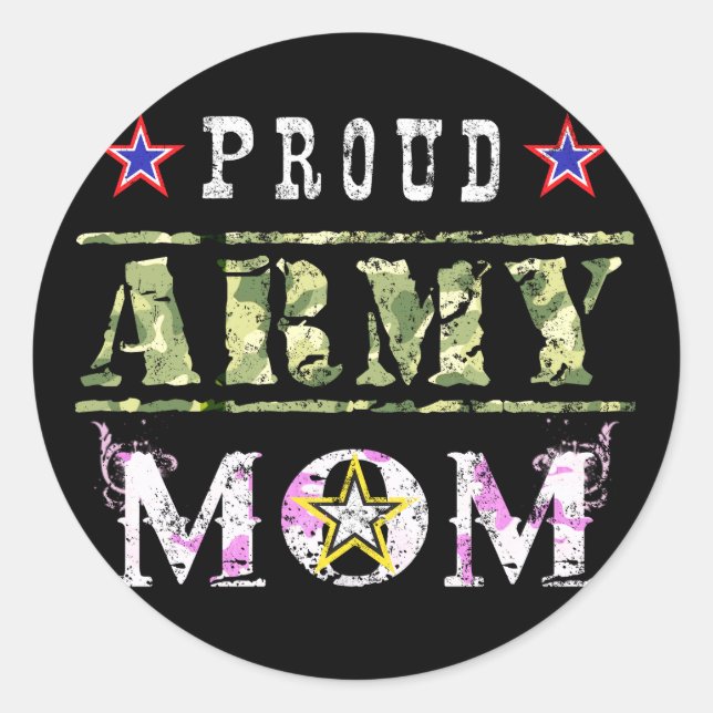 Proud Army Mom Classic Round Sticker (Front)