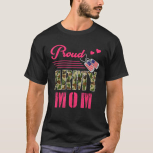 Proud Army Mom Military Camouflage Dog Tag Mother  T-Shirt