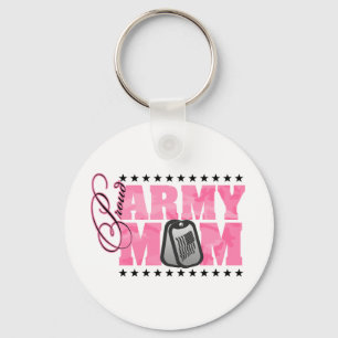 Proud Army Mom Pink Camo Keychain
