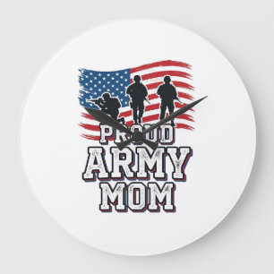 Proud Army Mom Vintage Patriotic Military Shirt_1 Large Clock