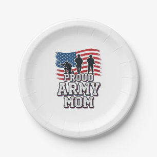 Proud Army Mom Vintage Patriotic Military Shirt_1 Paper Plate
