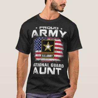 Proud Army National Guard Aunt With American Flag  T-Shirt