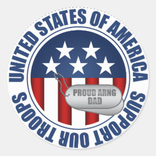 Proud Army National Guard Dad Classic Round Sticker