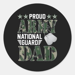 Proud Army National Guard Dad Military Family Vete Classic Round Sticker