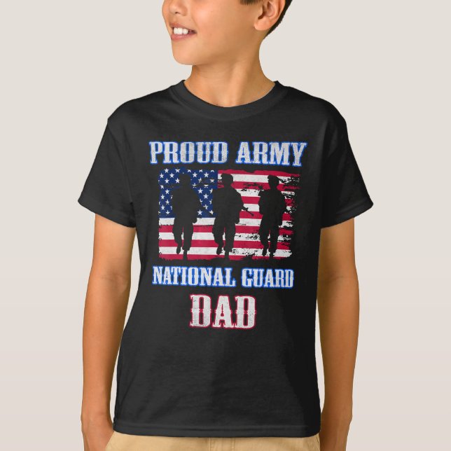 Proud Army National Guard Dad USA Veteran Military T-Shirt (Front)