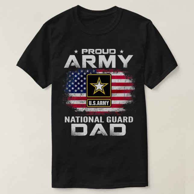 Proud Army National Guard Dad With American Flag G T-Shirt (Design Front)