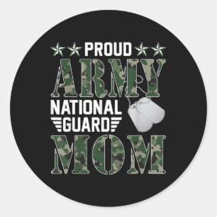 Proud Army National Guard Mom Military Family Vete Classic Round Sticker