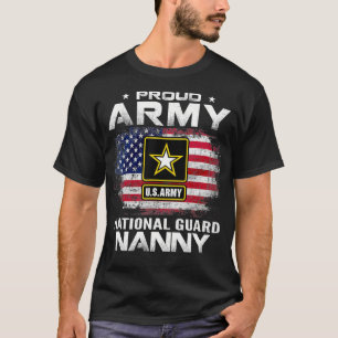 Proud Army National Guard Nanny With American Flag T-Shirt