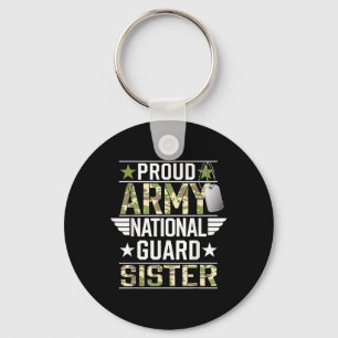 Proud Army National Guard Sister Veterans Day Amer Keychain
