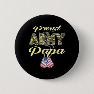 Proud Army Papa Flag Camo Dog Tags Pride Military 2 Inch Round Button