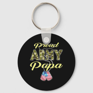 Proud Army Papa Flag Camo Dog Tags Pride Military Keychain