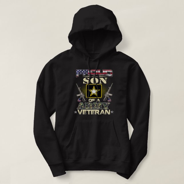 Proud Army Son Veteran USA Flag Gifts For Fathers  Hoodie (Design Front)