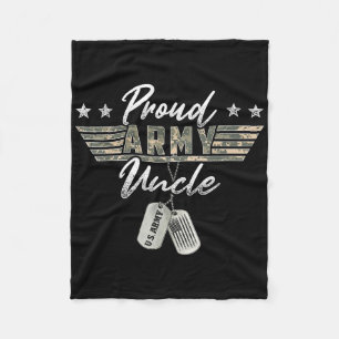 Proud Army Uncle American Veteran Military  Fleece Blanket