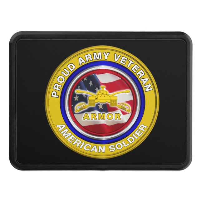 Proud Army Veteran Armour Soldier  Hitch Cover (Front)
