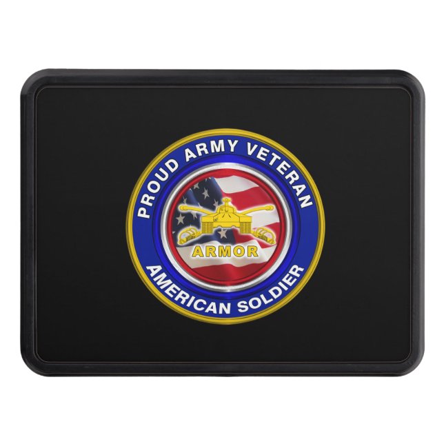 Proud Army Veteran Armour Soldier Trailer Hitch Cover (Front)