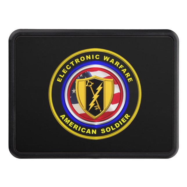 Proud Army Veteran Electronic Warfare Trailer Hitch Cover (Front)