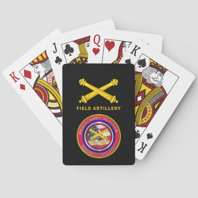 Proud Army Veteran Field Artillery Soldier Playing Cards (Back)