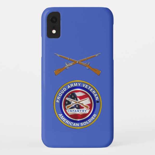 Proud Army Veteran Infantry Soldier Infantry Blue Case-Mate iPhone Case (Back)