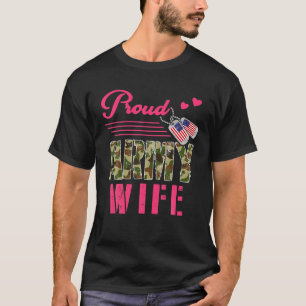 Proud Army Wife Girlfriend Military Camo Dog Tag S T-Shirt