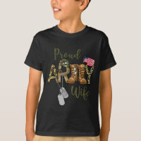 Proud army wife military wife with dog tag us flag