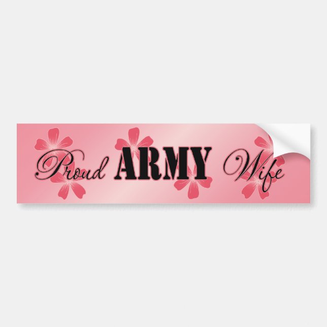 Proud Army Wife Peach Flowers Bumper Sticker (Front)