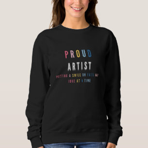 Proud Artist Putting a Smile on Faces, One Joke at Sweatshirt