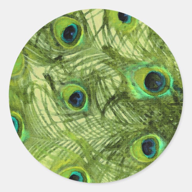 Proud as a Peacock Green Blue Classic Round Sticker (Front)