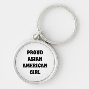 Proud Asian American Girl, black white Keychain