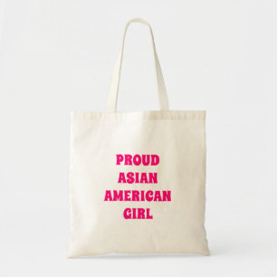 Proud Asian American Girl, hot pink navy blue Tote Bag