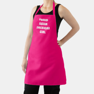 Proud Asian American Girl, hot pink white Apron