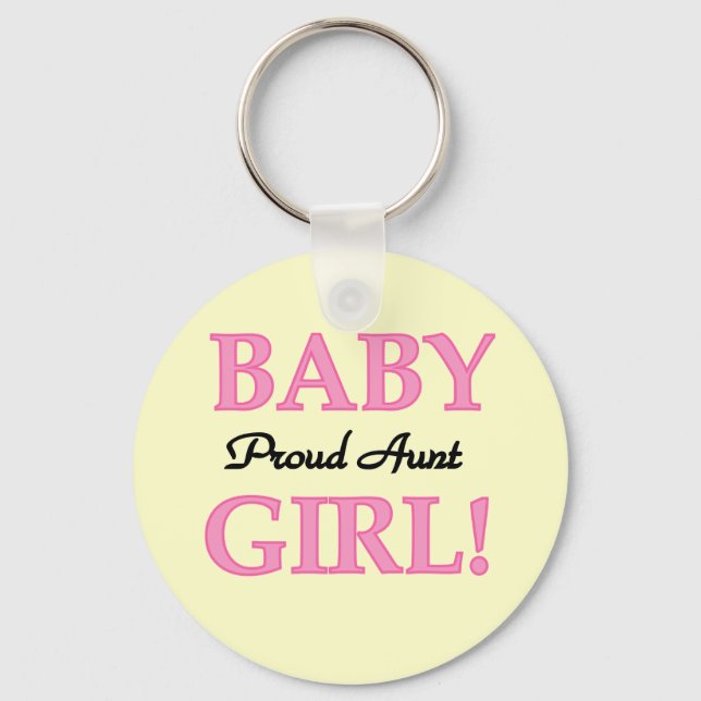 Proud Aunt Baby Girl Tshirts and Gifts Keychain (Front)