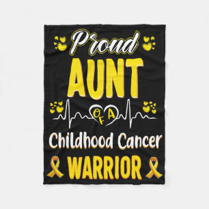 Proud Aunt Childhood Cancer Warrior Awareness Ribb Fleece Blanket