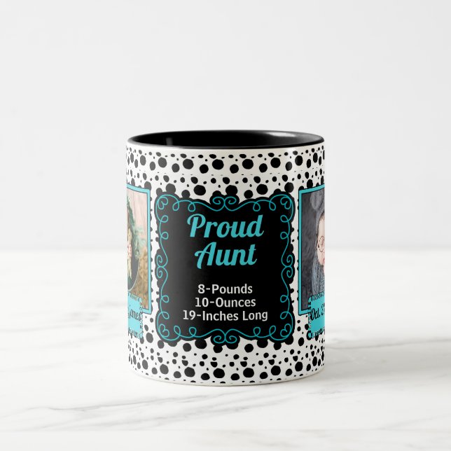 Proud Aunt Dalmatian Print Black and White Photo Two-Tone Coffee Mug (Center)