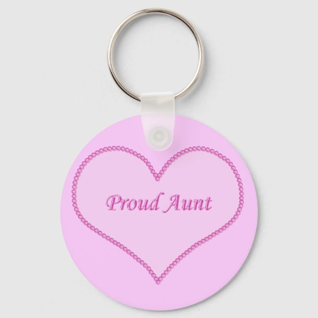 Proud Aunt Keychain, Pink Keychain (Front)