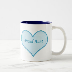 Proud Aunt Mug, Blue Two-Tone Coffee Mug