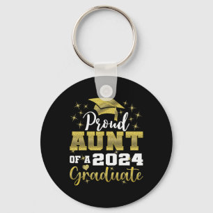 Proud Aunt Of 2024 Graduate Awesome Family College Keychain