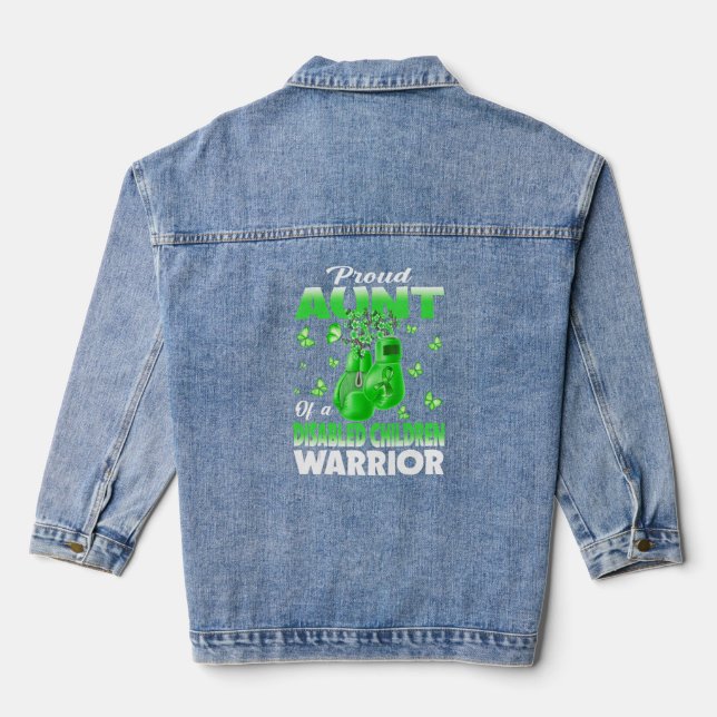 Proud Aunt Of A Disabled Children Warrior Awarenes Denim Jacket (Back)