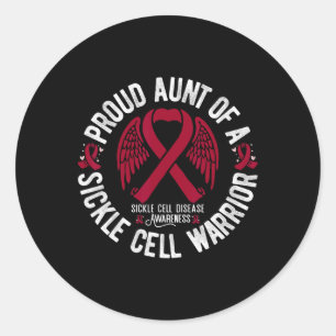 Proud Aunt Of A Sickle Cell Warrior Scd Awareness Classic Round Sticker