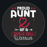 Proud Aunt Of A Sickle Cell Warrior Sickle Cell Aw Classic Round Sticker<br><div class="desc">Proud Aunt Of A Sickle Cell Warrior Sickle Cell Awareness</div>