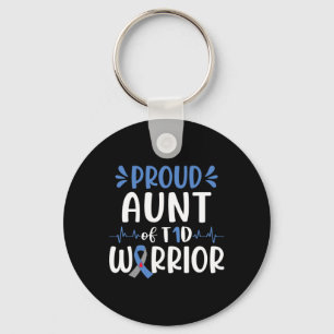Proud Aunt Of T1d Warrior Diabetes Awareness Blue Keychain