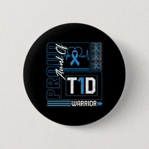 Proud Aunt Of T1d Warrior Ribbon Diabetes Awarenes 2 Inch Round Button