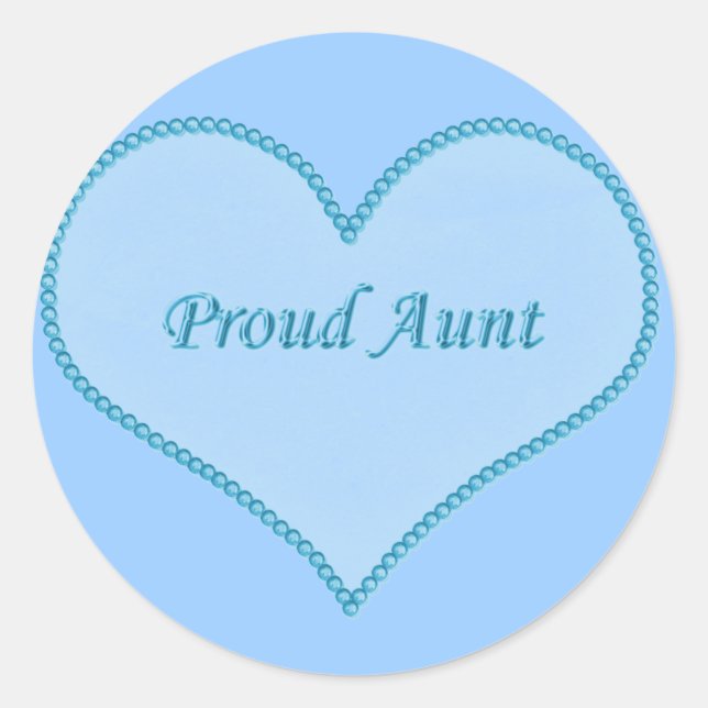 Proud Aunt Stickers, Blue Classic Round Sticker (Front)
