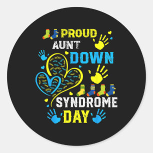 Proud Aunt T21 World Down Syndrome Awareness Day Classic Round Sticker
