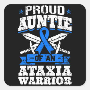 Proud Auntie Of An Ataxia Warrior Awareness Ribbon Square Sticker