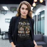 Proud Auntie of the Graduate T-Shirt<br><div class="desc">Showcase your pride and joy as your nephew or niece graduates with our specially designed black & gold graduation ceremony t-shirts. These tailor-made pieces, complete with a classic grad mortarboard design, five personal photos, the bold statement 'proud auntie of the graduate', and personalized with your grads name, place of study...</div>