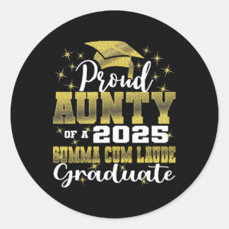 Proud Aunty 2025 Summa Cum Laude Cl 2025 Graduate Classic Round Sticker