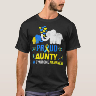 Proud Aunty Down Syndrome Awareness Blue Yellow Ri T-Shirt