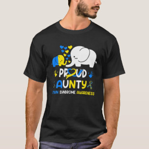 Proud Aunty Down Syndrome Awareness Yellow Blue Ri T-Shirt