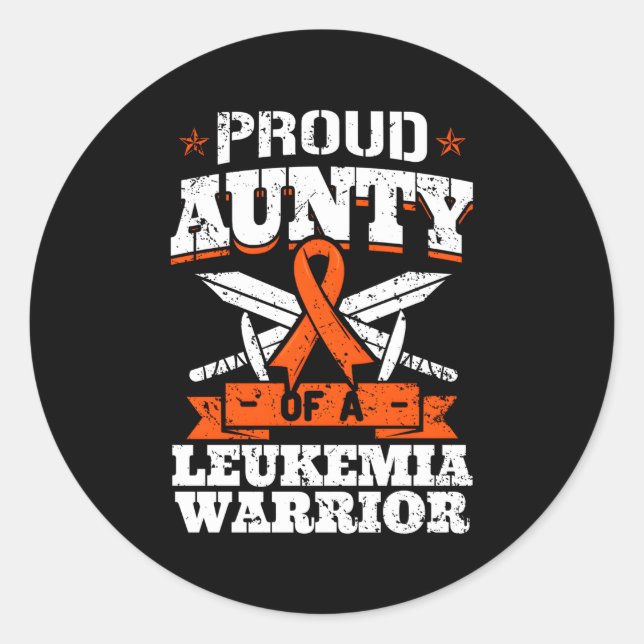 Proud Aunty Of A Leukaemia Warrior Tia Awareness B Classic Round Sticker (Front)