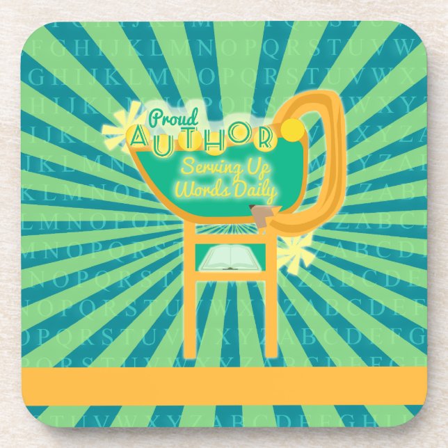 Proud Author Retro Style Diner Sign Coaster (Front)
